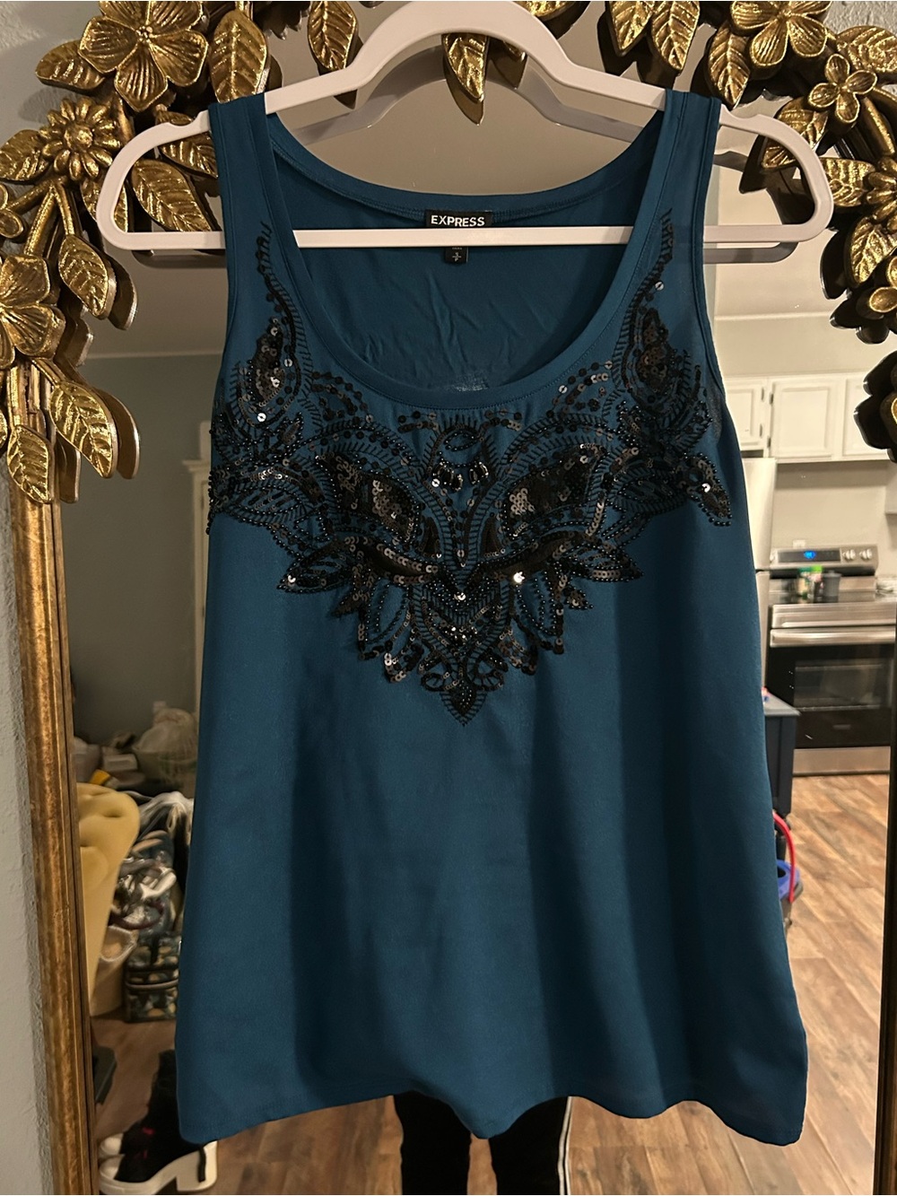 Express Teal Sequin Tank Top